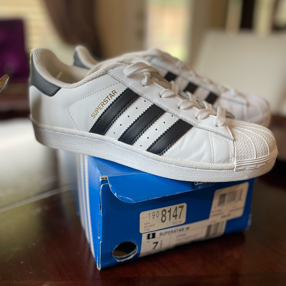 Adidas Superstar White with Black Stripes